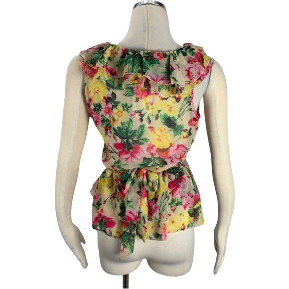 Bongo NWT Small Floral Top Sleeveless Flutter Fren - Picture 3 of 9